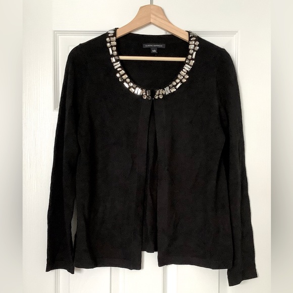 Banana Republic Sparkly Gems Collar Cardigan Sweater, Black, Women’s Size L - Picture 2 of 7